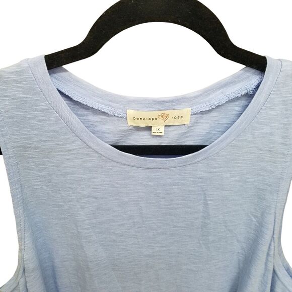 Penelope Rose Womens Sz 1X Blue Solid Sleeveless Tank Top - Picture 3 of 9